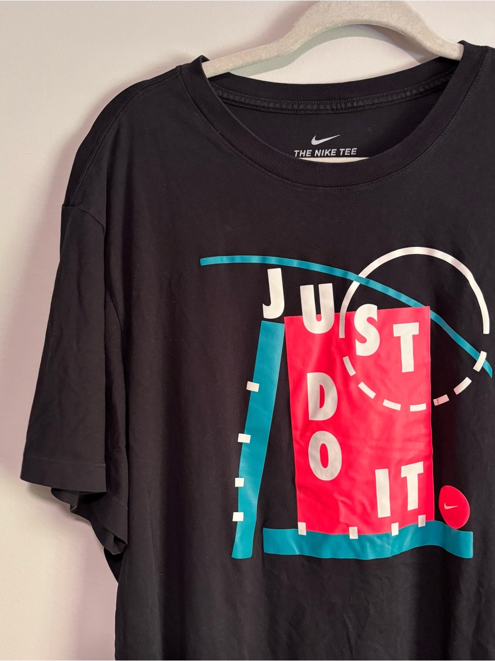 Nike Black Short-Sleeve Tee with Red and Teal Graphic
